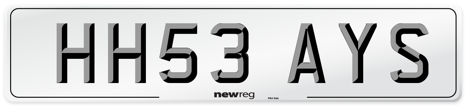 HH53 AYS Number Plate from New Reg
